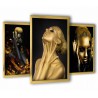 3 obrazy w ramach kobiety i złoto 99x43 cm