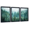 3 obrazy w ramach las we mgle 99x43 cm
