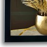 3 obrazy do salonu w ramach tryptyk złoty wazon liście Monstera