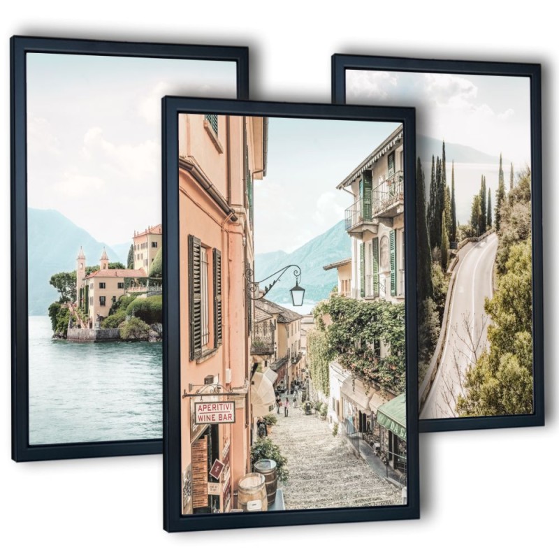 Obrazy do salonu Włochy jezioro Como tryptyk