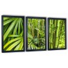 3 obrazy w ramach zielone bambusy 99x43 cm